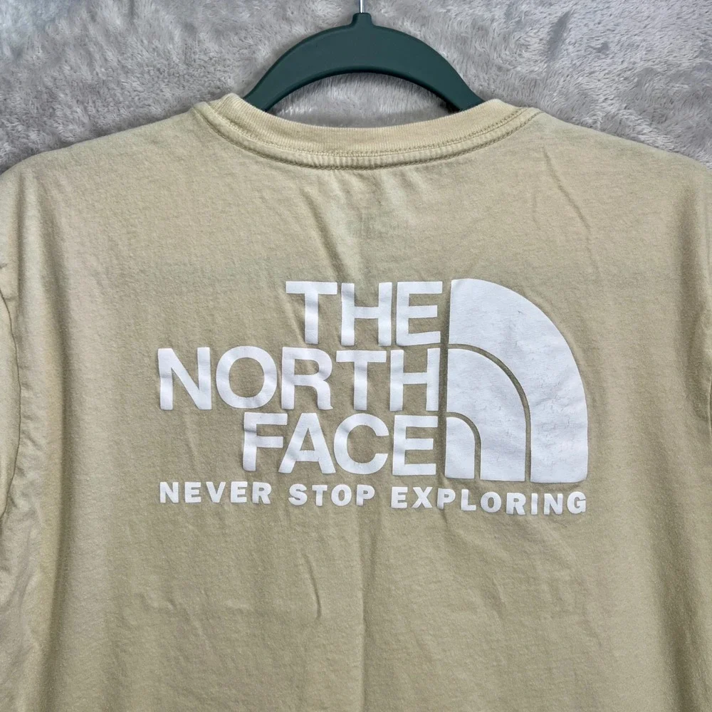 The North Face‎ Mens M Beige Graphic Logo T Shirt Never Stop Exploring Tee